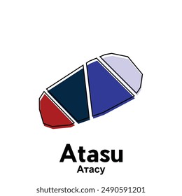 Map of Atasu City. vector map of the Kazakhstan Country. Vector illustration design template