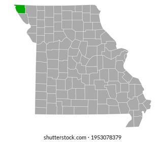 Map of Atchison in Missouri on white