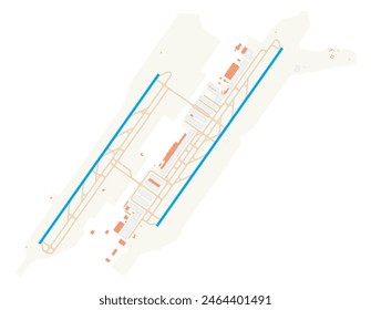 Map of Athens International Airport (Eleftherios Venizelos Airport) (Greece). IATA-code: ATH. Airport diagram with runways, taxiways, apron, parking areas and buildings. Map Data from OpenStreetMap.