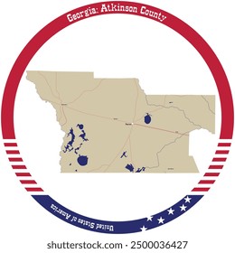 Mapa del condado de Atkinson en Georgia, Estados Unidos organizado en círculo.