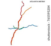 Map of Atlanta metro, Subway, Template of city transportation scheme for underground road. Vector illustration