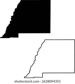 Map of Attala County Mississippi USA Silhouette Flat And Outline Design