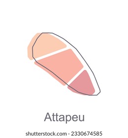 Map of Attapeu colorful geometric with outline vector design, World map country vector illustration template