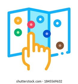 Vector de iconos de las atracciones del mapa. Signo de las atracciones del mapa de esquema. Ilustración de símbolo de contorno aislado