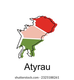Map of Atyrau Stylized vector Kazakhstan map, Logo Vector Design. Abstract, designs concept, logo, logotype element for template.