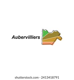 Map of Aubervilliers colorful geometric modern outline, High detailed vector illustration vector Design Template, suitable for your company