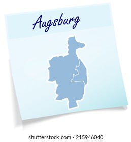 Map of Augsburg as sticky note in blue