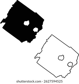 Mapa de Augusta County Virginia EE.UU. Silueta plana y diseño de contorno