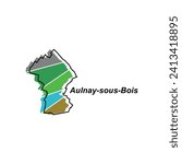 Map of Aulnay Sous Bois City design illustration, vector symbol, sign, outline, World Map International vector template on white background