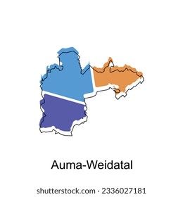 Mapa de la ilustración de diseño auma Weidatan, símbolo vector, signo, contorno, plantilla de vector internacional del Mapa Mundial sobre fondo blanco