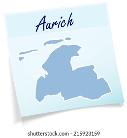 Map of Aurich as sticky note in blue