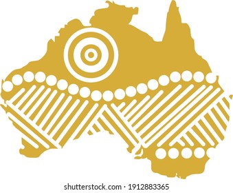 Map Of Australia With An Aboriginal Style Geometric Pattern