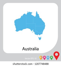 Map of australia abstract corlor blue on white background frame.vector illustration eps 10.