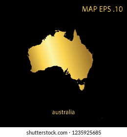 Map of australia abstract corlor gold on black background.vector illustration eps 10.
