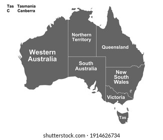 Map of Australia with all states