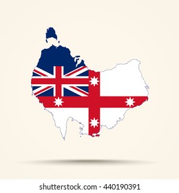 Map of Australia in Australian Colonial flag colors