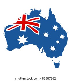 Map Of Australia In Australian Flag Colors