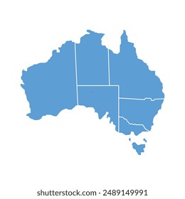 mapa de australia color azul diseño de Vector aislado fondo blanco