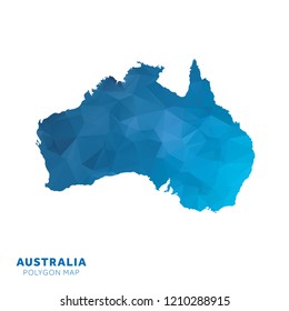 Map of Australia. Blue geometric polygon map.