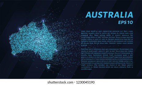 Map of Australia from the blue glowing dots