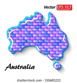 Map of Australia brick , isolated on white background vector