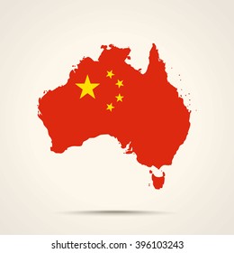 Map of Australia in China flag colors