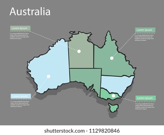 Map Australia concept. Political Australia Mapinfographic. EPS Australia map infographics design template