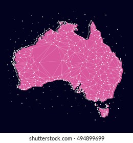 Map of Australia, constellation, vector graphics