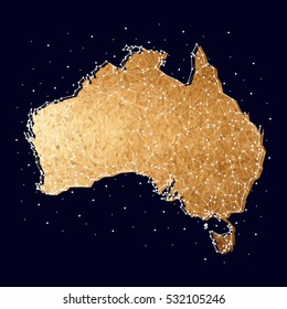 Map of Australia, constellation, vector graphics