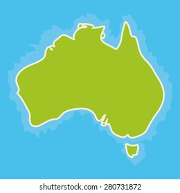 map of Australia Continent and blue Indian Ocean. Vector