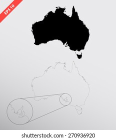 Map of Australia details silhouette
