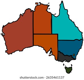 map of australia in different colour