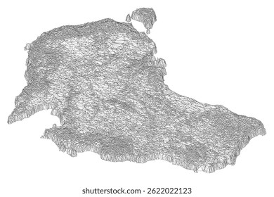 A map of a Australia with a lot of dots. The dots are spread out and not very close together. 3D