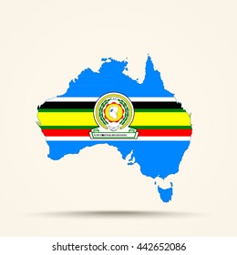 Map Of Australia In East African Community Flag Colors

