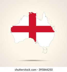 Map of Australia in England flag colors