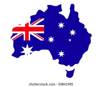 map of Australia filled with the flag of the country