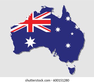 Map of Australia, Filled with the National Flag 