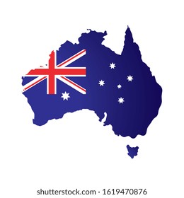 map of australia with flag isolated icon vector illustration design