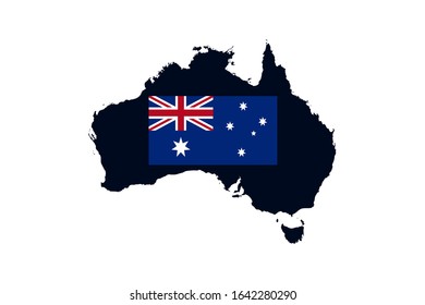 Map of Australia with a flag painted on it .Vector illustration.