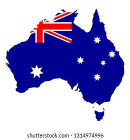 Map of Australia with flag. Vector illustration design