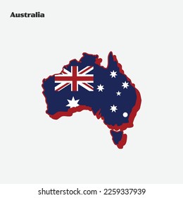 Mapa de Australia con bandera. Ilustración vectorial. Eps 10