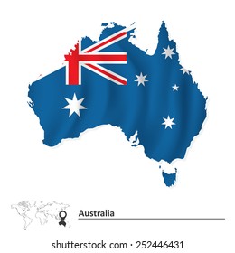 Map of Australia with flag - vector illustration