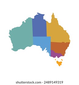 map of australia flat design color vector design isolated white background