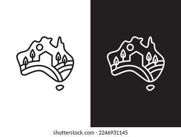 map australia frame logo design vector illustration