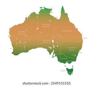 Mapa da Austrália em Gradient Color no fundo branco, ilustração vetorial isolada, eps