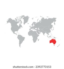 The map of Australia is highlighted in red on the world map