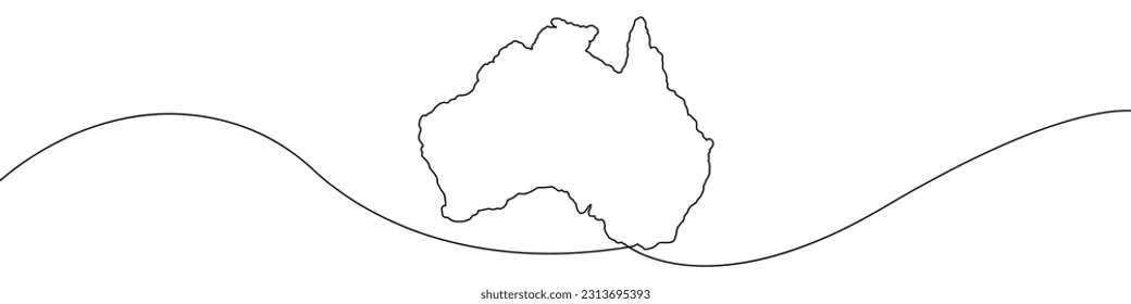 Map of Australia icon line continuous drawing vector. One line Map of Australia icon vector background. Map of Australia icon. Continuous outline of a Map of Australia icon.
