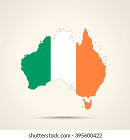 Map of Australia in Ireland flag colors