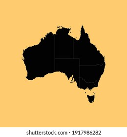  Map of Australia isolated on Yellow background, Vector EPS 10