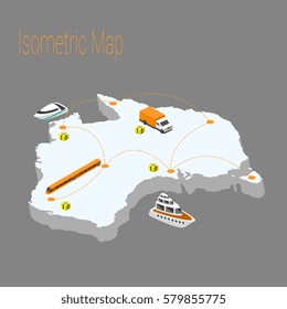 Map australia isometric concept. 3d flat illustration of Map australia.